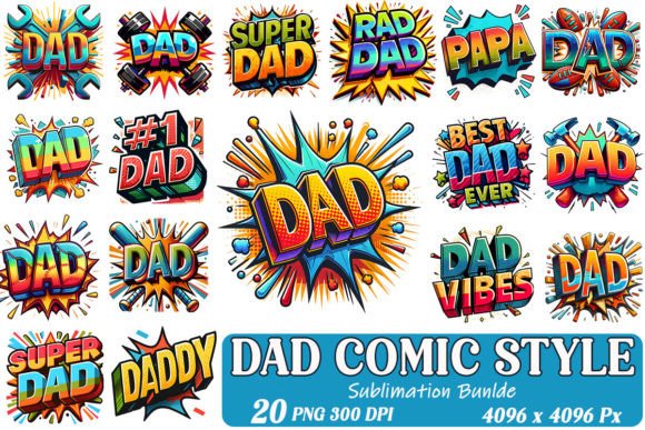 Download DAD Comic Style Sublimation Bundle - Dad Collection
