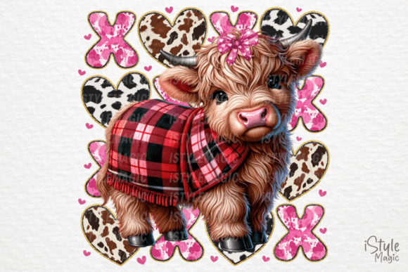 Download Valentine Highland Cow XOXO Hearts PNG - Heart Collection