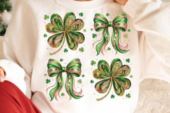 Download St Patrick Bow Shamrock PNG, Coquette - Shamrock Collection