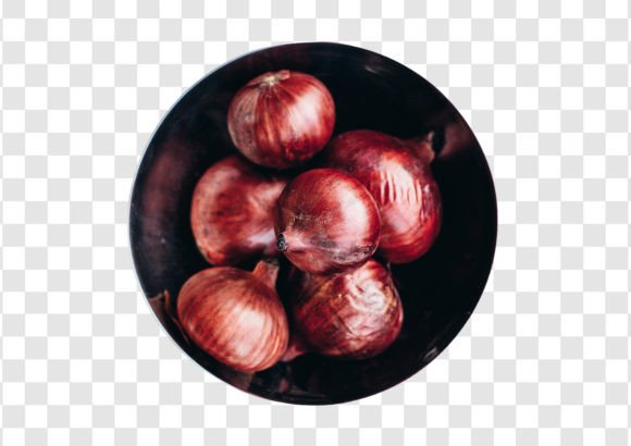 Download #1939 Red Onion in a Black Bowl Isolated, Top View - 1939 Collection