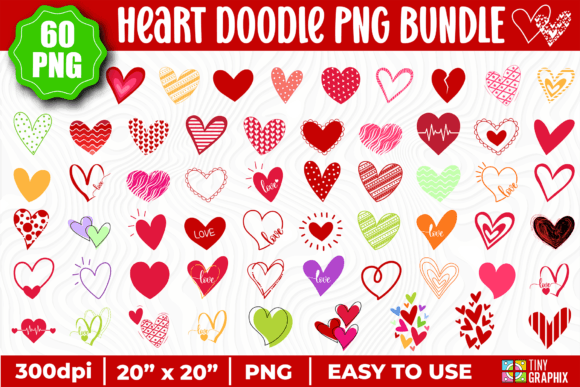 Download HEART DOODLE PNG BUNDLE -HEART PNG - Heart Collection