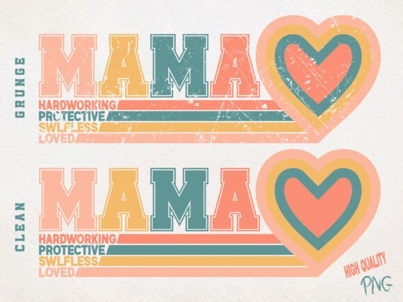 Download Mama Heart PNG, Mother's Day Retro Shirt - Heart Collection