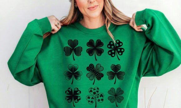 Download St Patrick's Four Leaf Shamrock SVG - Shamrock Collection