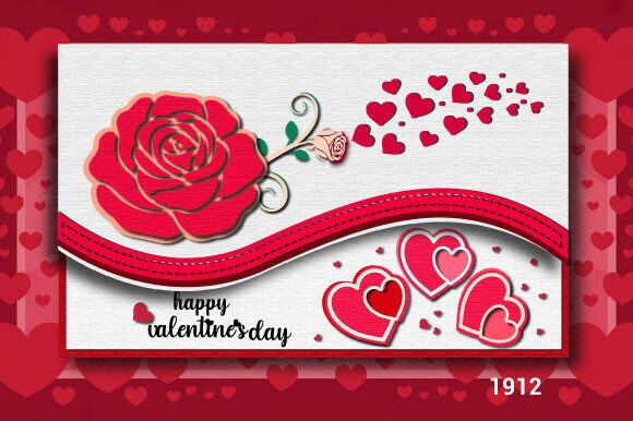Download Valentine's Rose and Heart Card Svg 1912 - Heart Collection