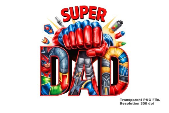 Download Super Dad Hero Fist Design PNG - Dad Collection