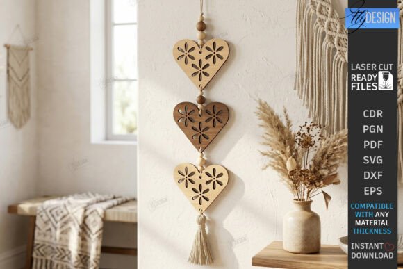 Download Hearts Hanging Decor Ornament Laser Cut - Heart Collection