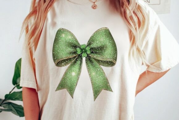 Download Green Glitter Bow Shamrock Png - Shamrock Collection