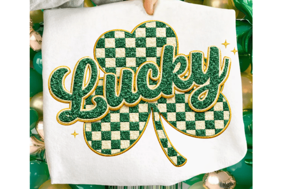 Download Faux Stitch Lucky Shamrock Varsity PNG - Shamrock Collection